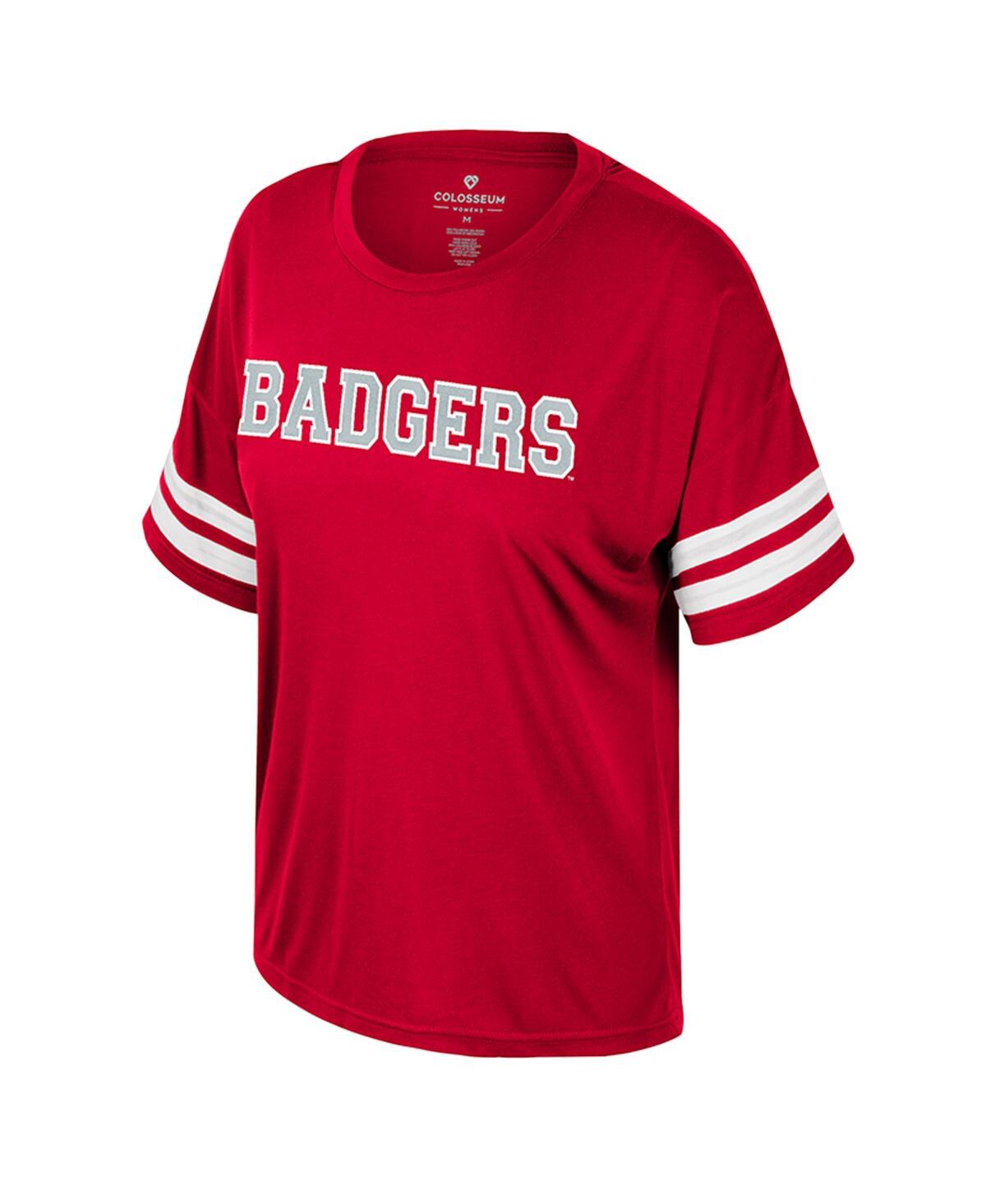 Colosseum Women's Red Wisconsin Badgers Treasure Oversized Sequin T-shirt In Red