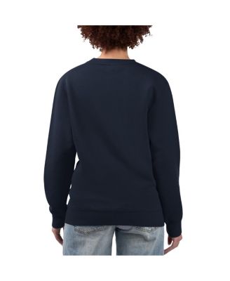 Women's Navy Milwaukee Brewers Flowers Graphic Pullover Sweatshirt