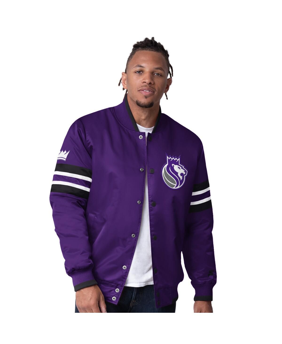 Мужская фиолетовая атласная куртка на молнии Sacramento Kings Scout Varsity из атласа