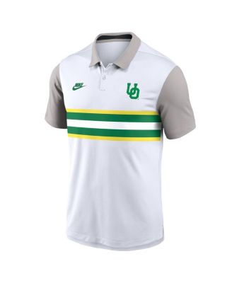 Men's White/Gray Oregon Ducks Athletic Prep Legacy Logo Vapor Performance Polo Shirt