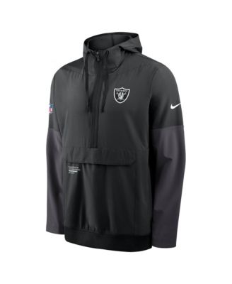 Men's Black Las Vegas Raiders Sideline Anorak Half-Zip Hoodie Jacket