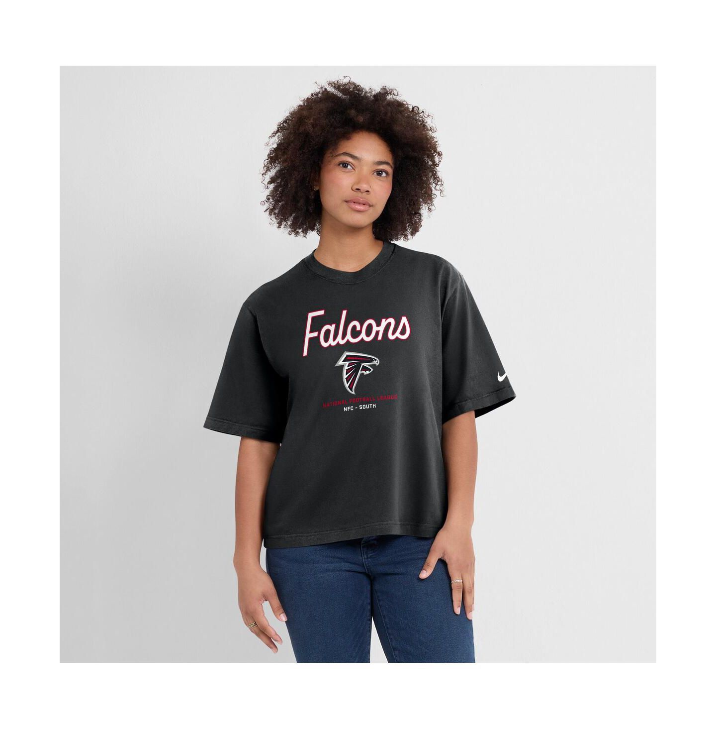 Женская футболка Nike Black Atlanta Falcons Essential Script Relaxed Boxy — фото 1