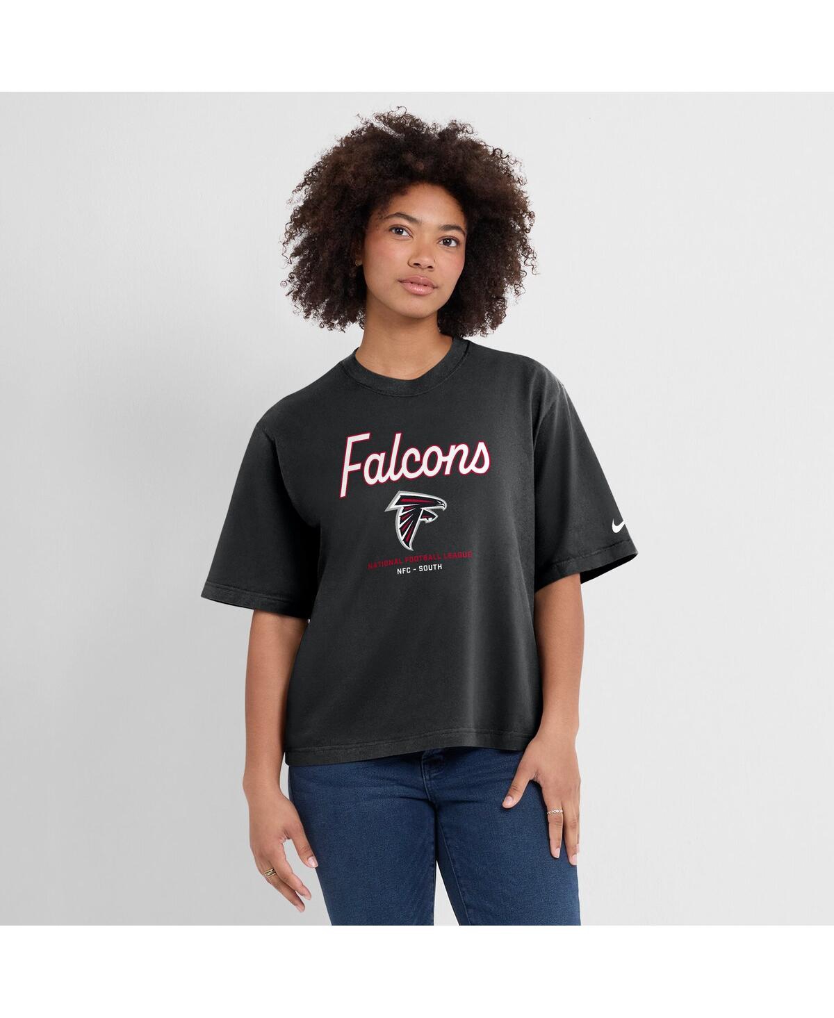 Nike Women's Black Atlanta Falcons Essential Script Relaxed Boxy T-Shirt