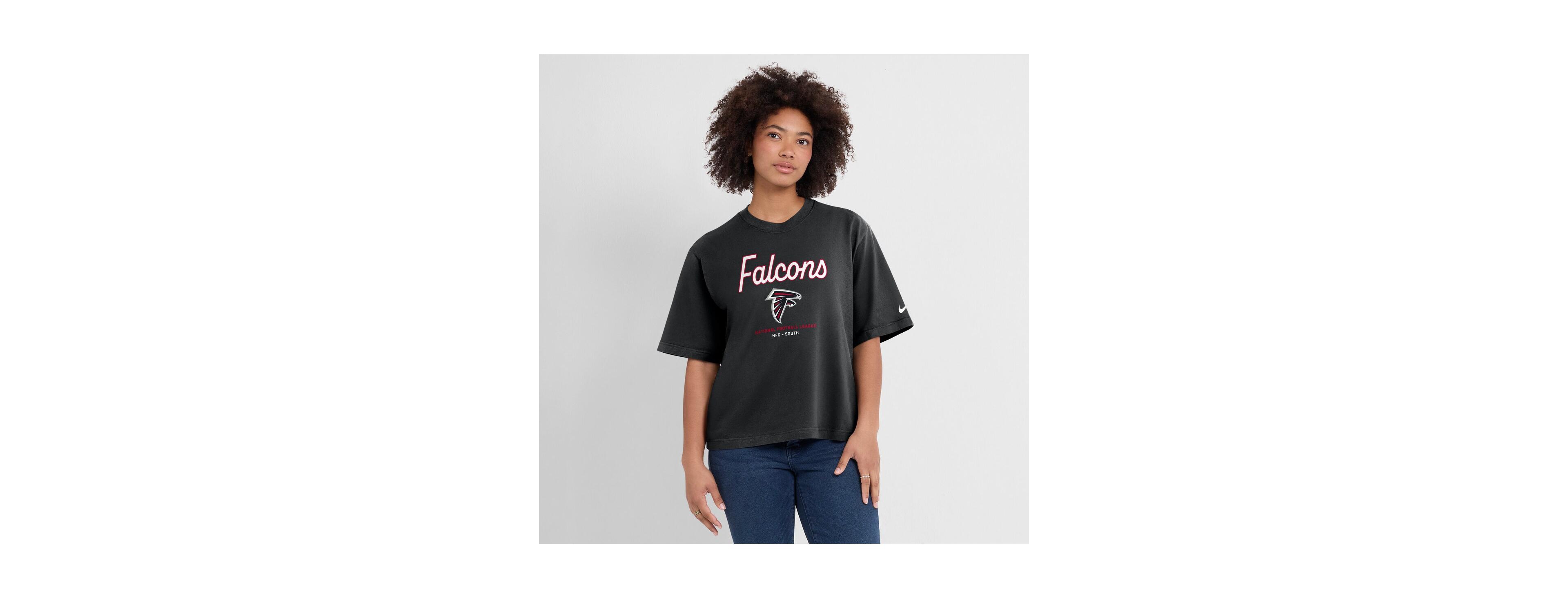 Nike Women's Black Atlanta Falcons Essential Script Relaxed Boxy T-Shirt