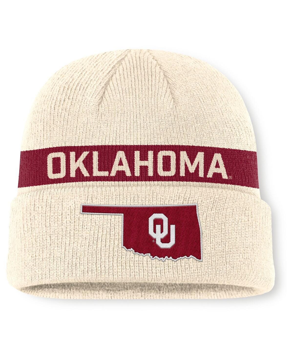 Jordan Men's Natural Oklahoma Sooners Peak Primetime Utility Cuffed Knit Hat