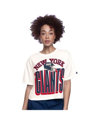 Starter - Women's White New York Giants Throwback Play the Ball Boxy Cropped T-Shirt