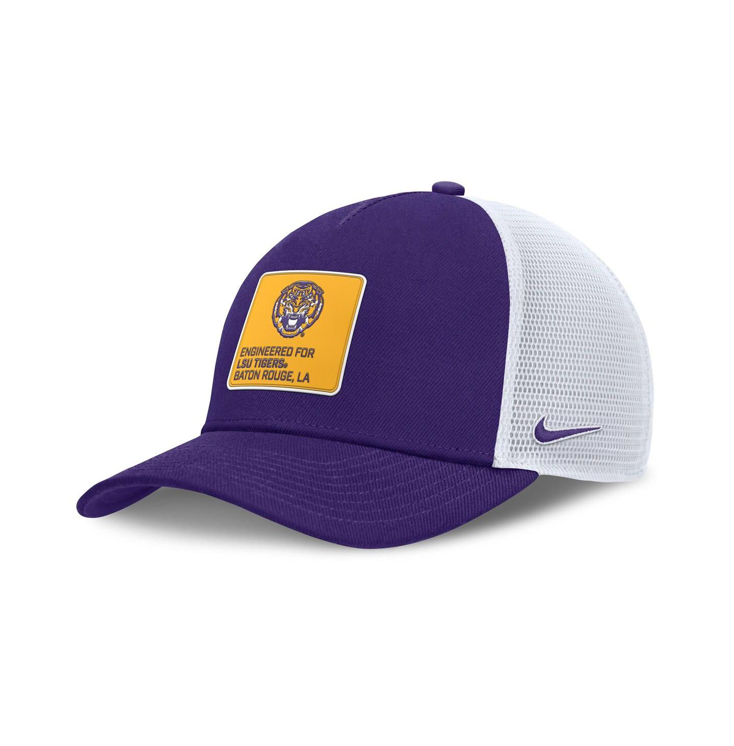 Мужская кепка Nike Purple/White LSU Tigers 2025 On-Field Rise Engineered Trucker Adjustable Hat — фото 1