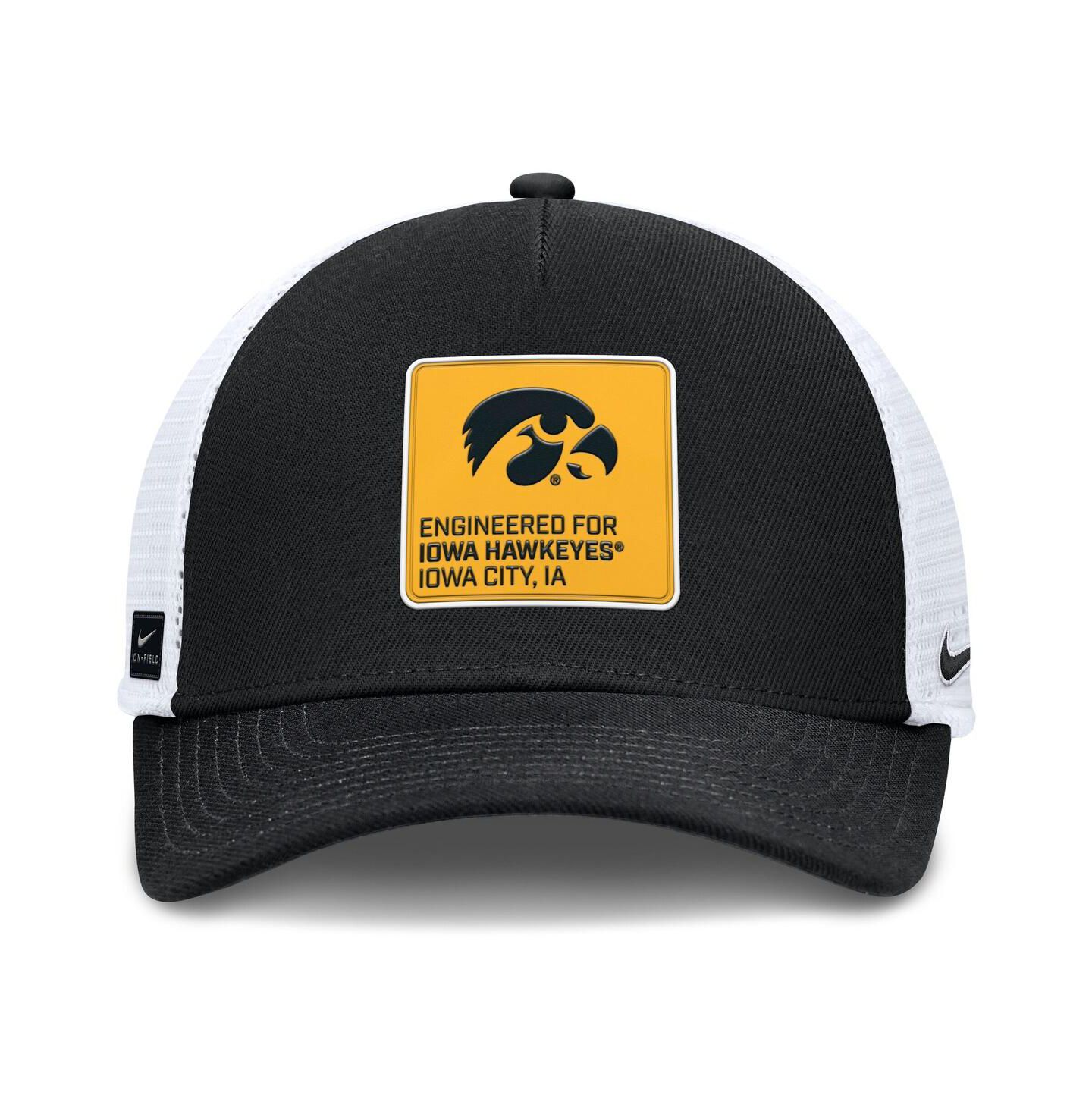 Мужская кепка Nike Black/White Iowa Hawkeyes 2025 On-Field Rise Engineered Trucker Adjustable Hat — фото 3
