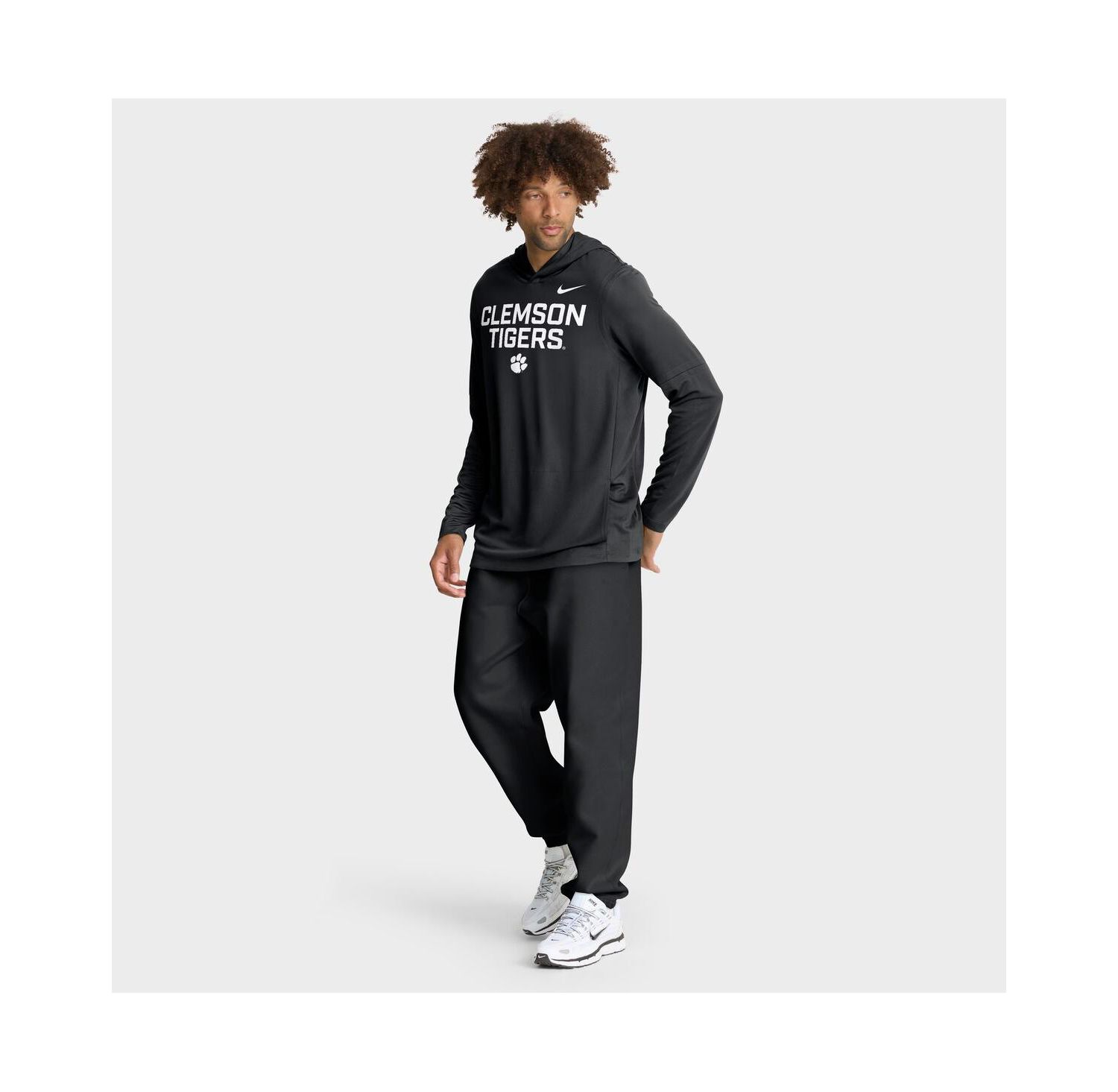 Men's Black Clemson Tigers 2025 Sideline Performance Long Sleeve Hoodie T-Shirt