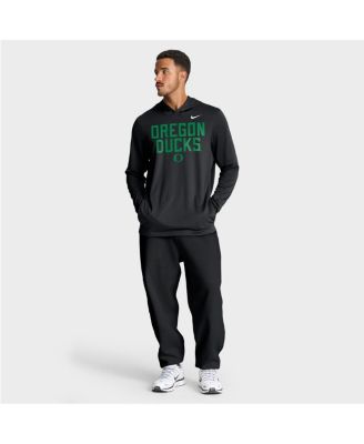 Men's Black Oregon Ducks 2025 Sideline Performance Long Sleeve Hoodie T-Shirt