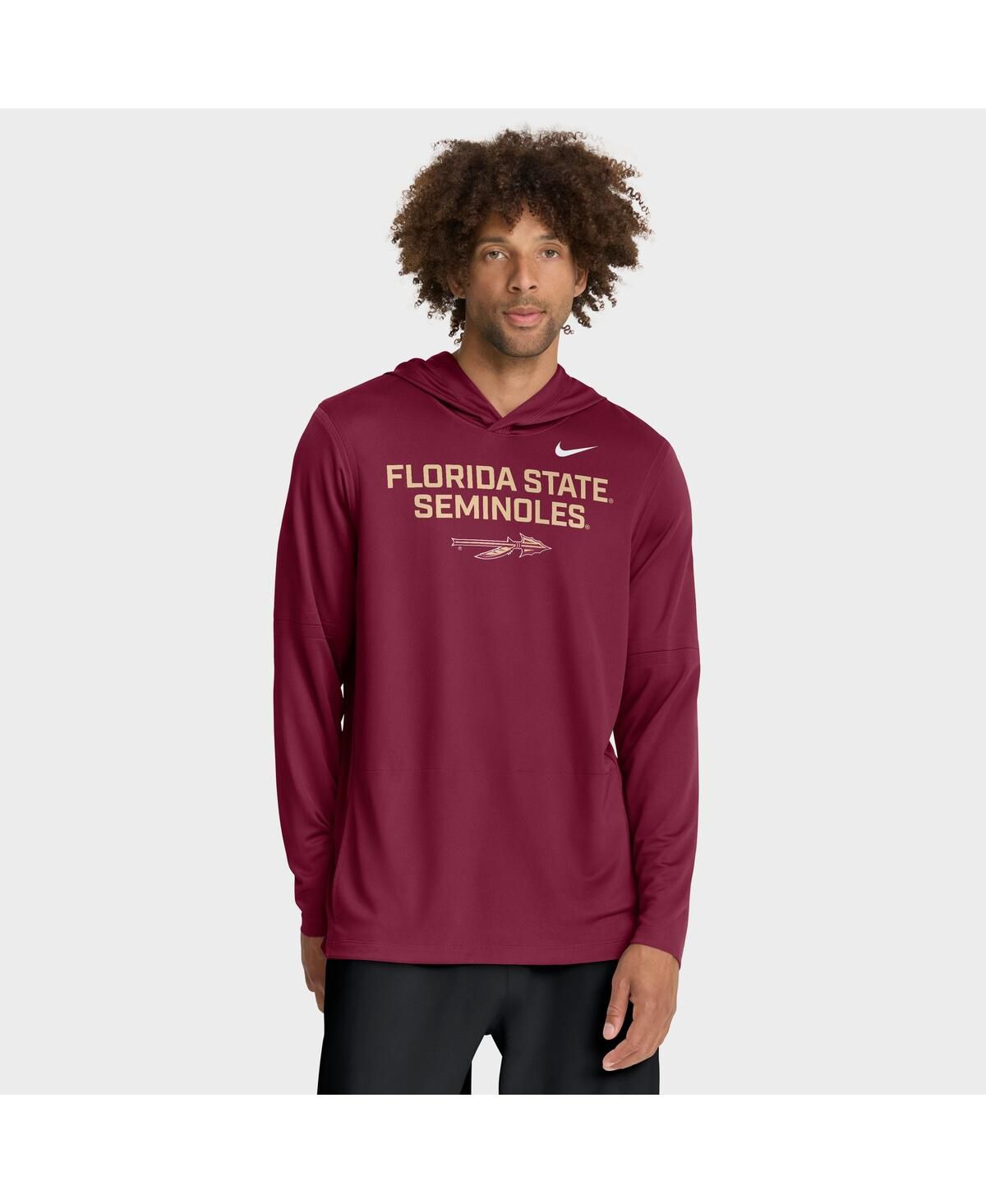 Мужская футболка с капюшоном и длинными рукавами Garnet Florida State Seminoles 2025 Sideline Performance от Garnet