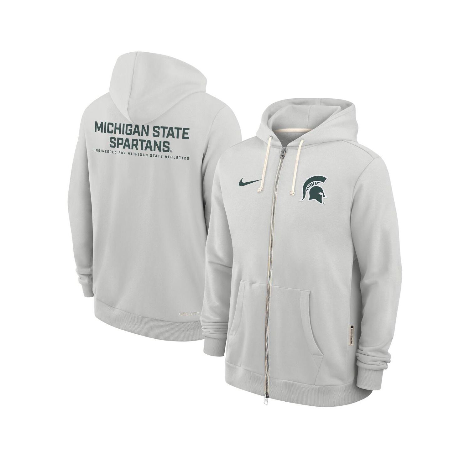 Men's Gray Michigan State Spartans 2025 Sideline Standard Issue Dri-FIT Full-Zip Hoodie