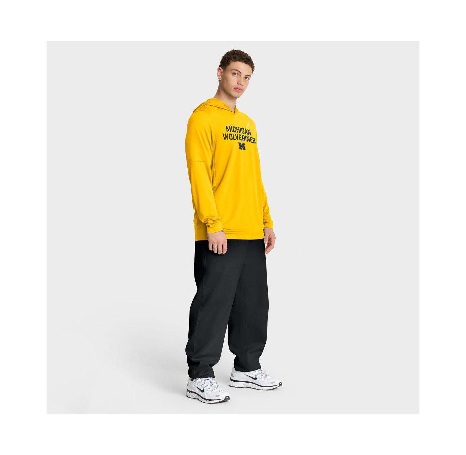 Men's Maize Michigan Wolverines 2025 Sideline Performance Long Sleeve Hoodie T-Shirt