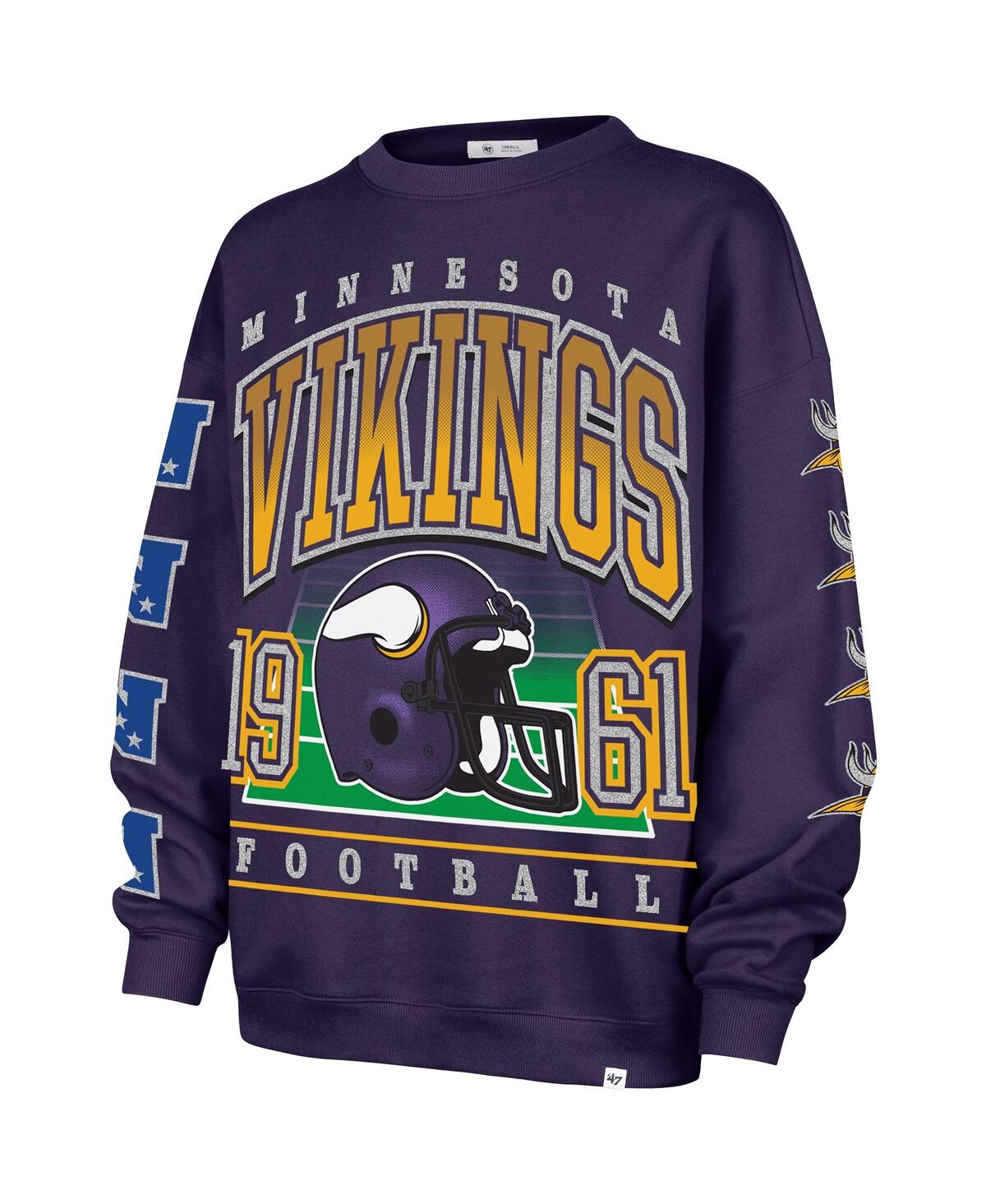 47 Brand '47  Purple Minnesota Vikings Go Big Oversized Pullover Sweatshirt In Purple