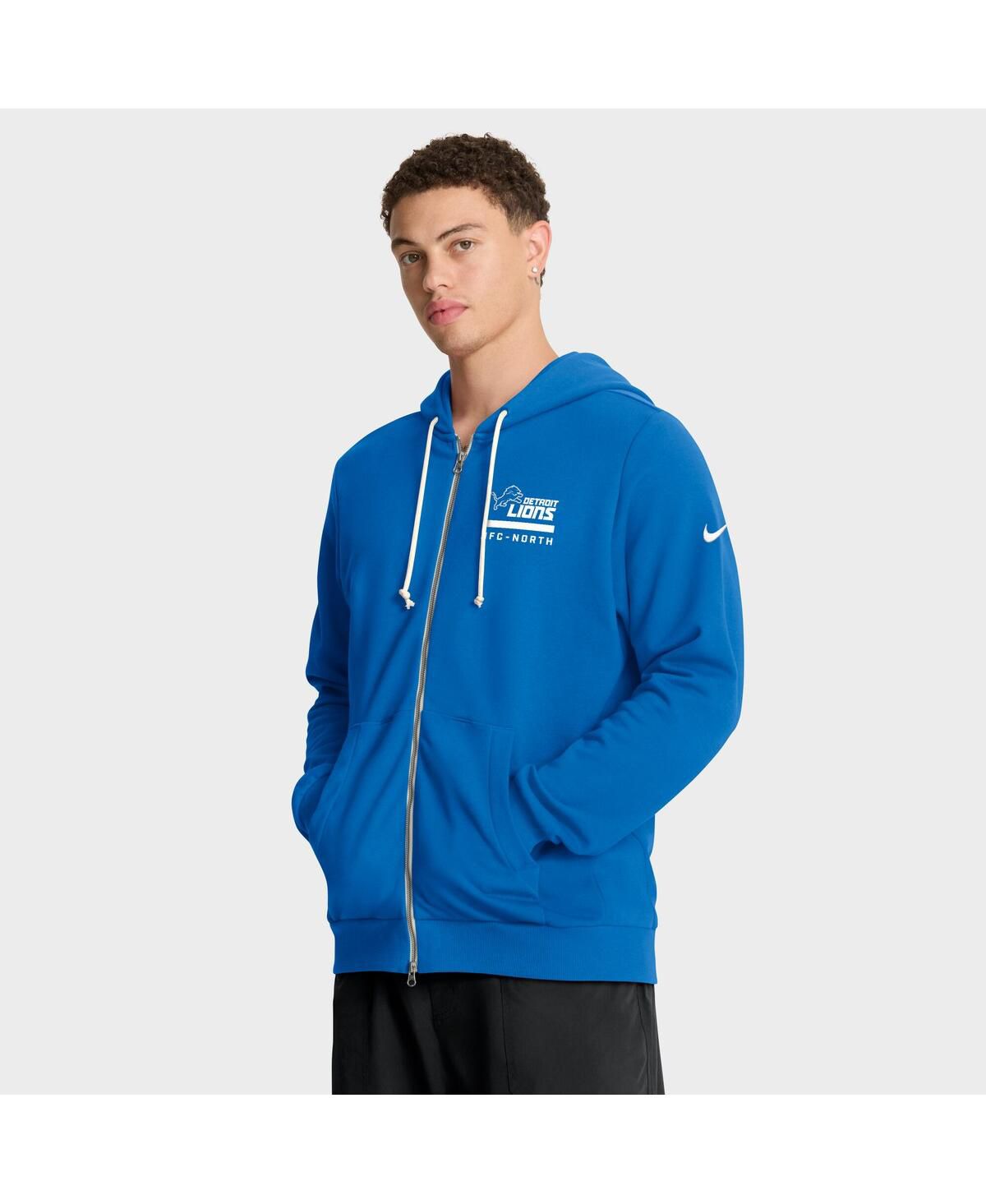 Мужская синяя толстовка Detroit Lions Sideline Standard Issue Utility Player Dri-FIT с капюшоном на молнии