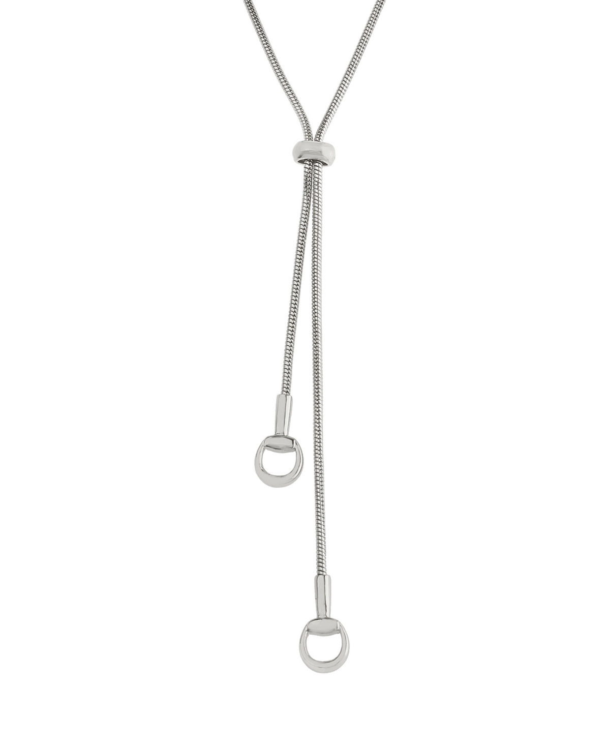Steve Madden Rhodium Collegiate Link Y-necklace In Silver