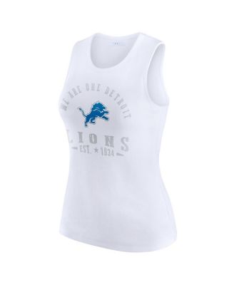 Women's White Detroit Lions Ribbed Graphic Tank Top