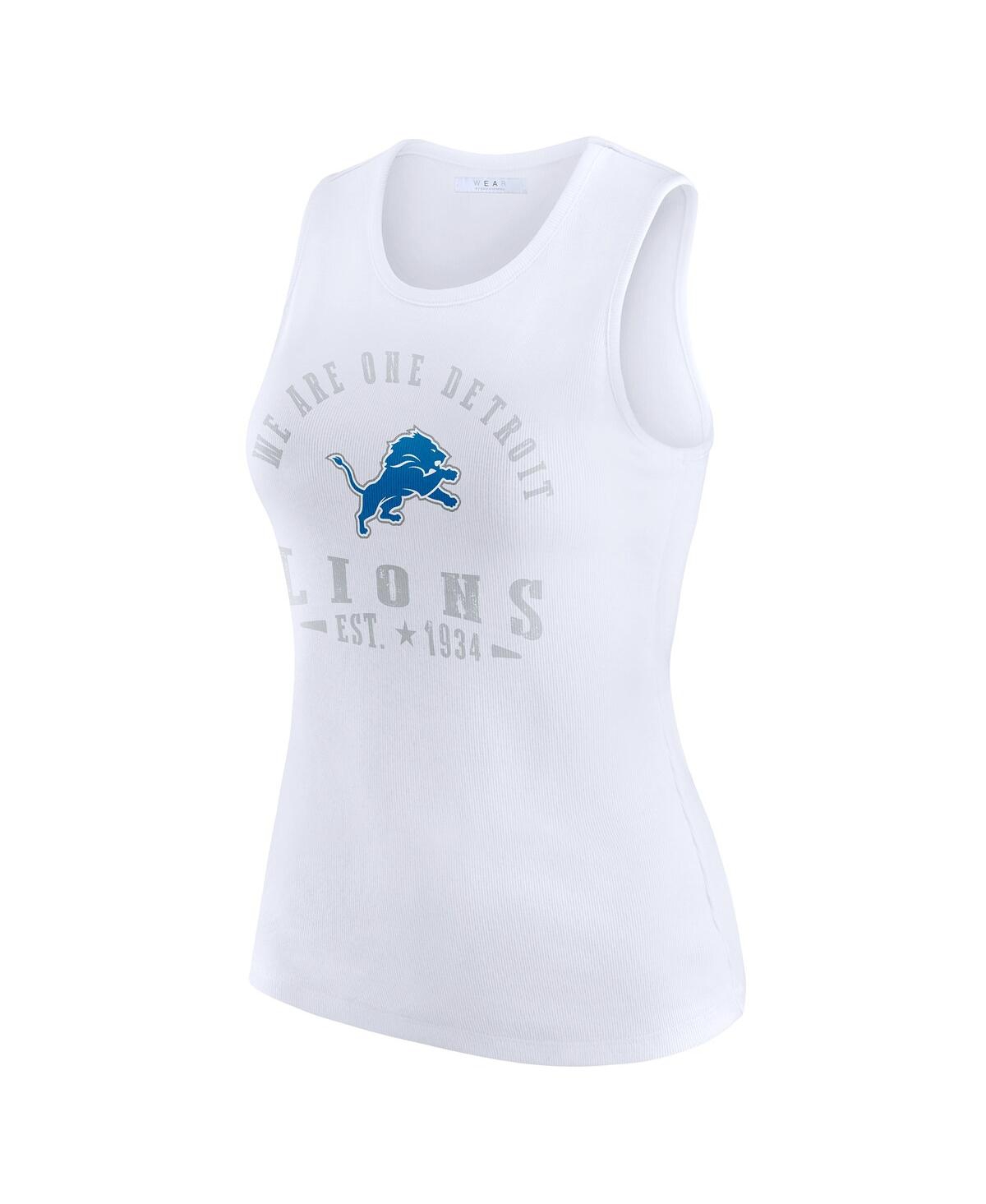 Wear By Erin Andrews White Detroit Lions Ribbed Graphic Tank Top In White