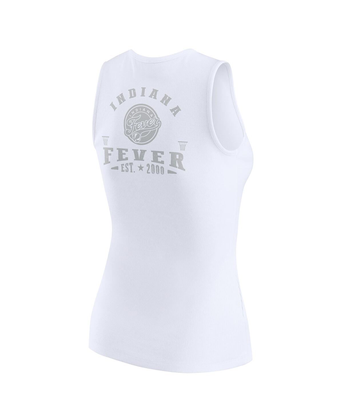 Wear By Erin Andrews Women's White Indiana Fever Rib-knit Henley Tank Top In White