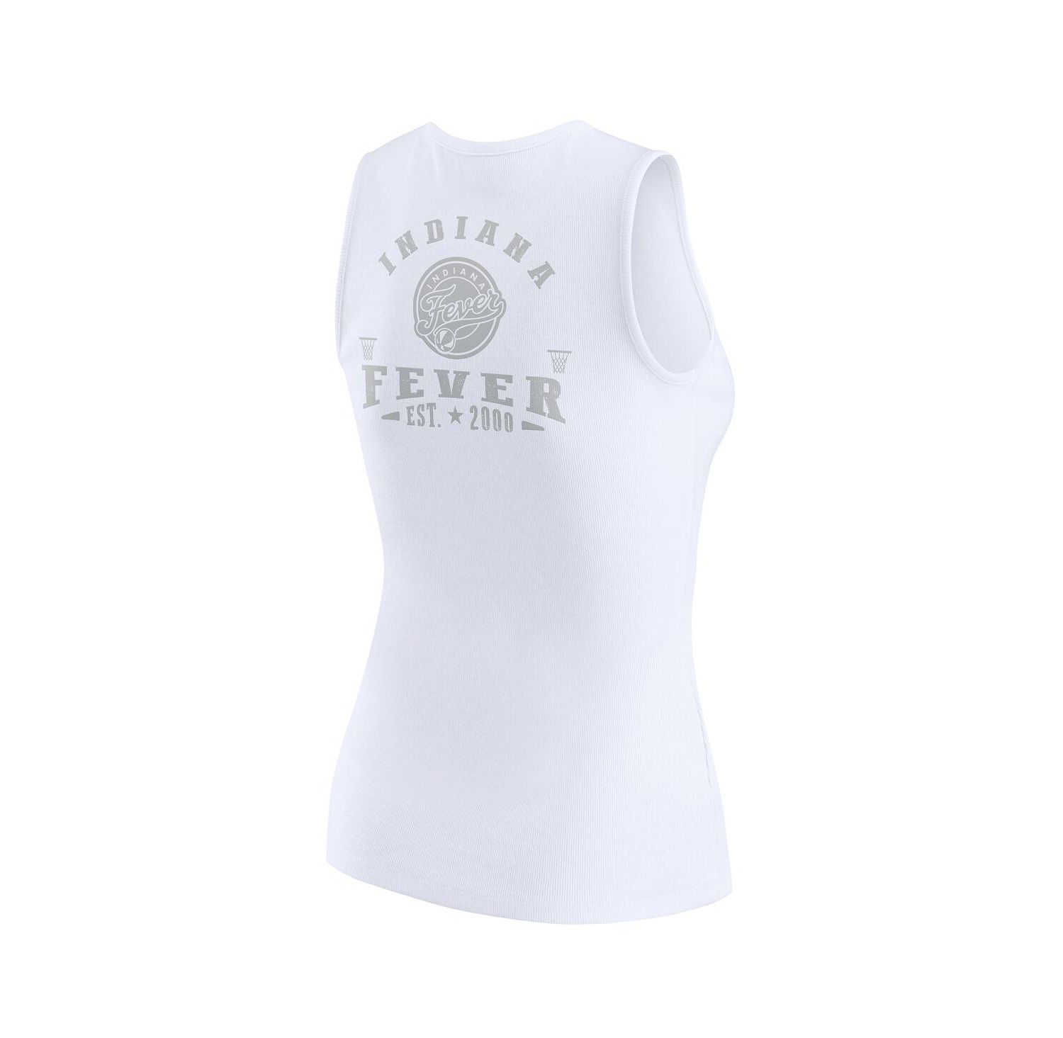 Women's White Indiana Fever Rib-Knit Henley Tank Top