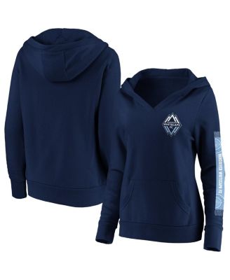 Fanatics - Women's Navy Vancouver Whitecaps FC Fleece Scarf Sleeve V-Neck Pullover Hoodie
