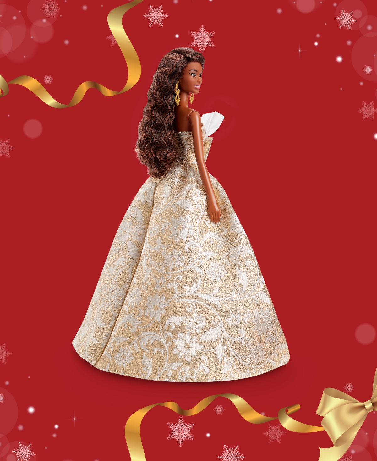 Barbie 2025 Holiday  Doll Black Hair In Gold