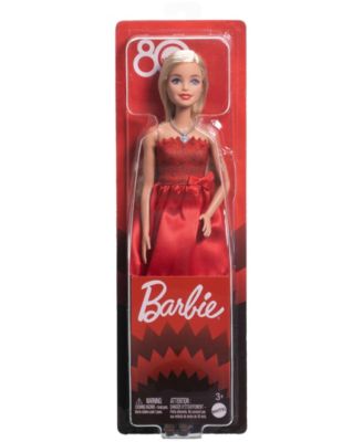 Mattel 80th Anniversary Celebration Fashion Doll Wearing Dress with Accessories