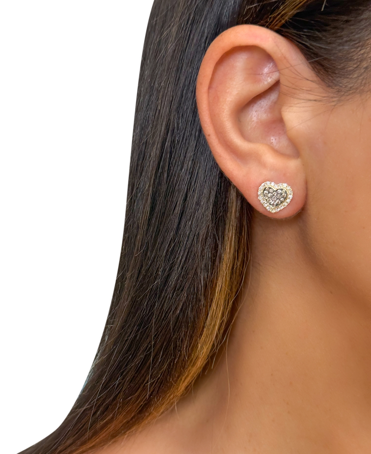 Le Vian Chocolate Diamond & Nude Diamond Halo Heart Stud Earrings (3/4 Ct. T.w.) In 14k Gold In Gold