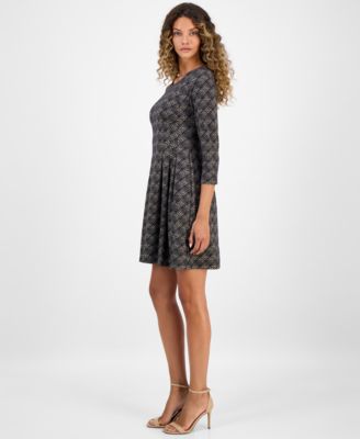Women's Printed Round-Neck Fit & Flare Dress