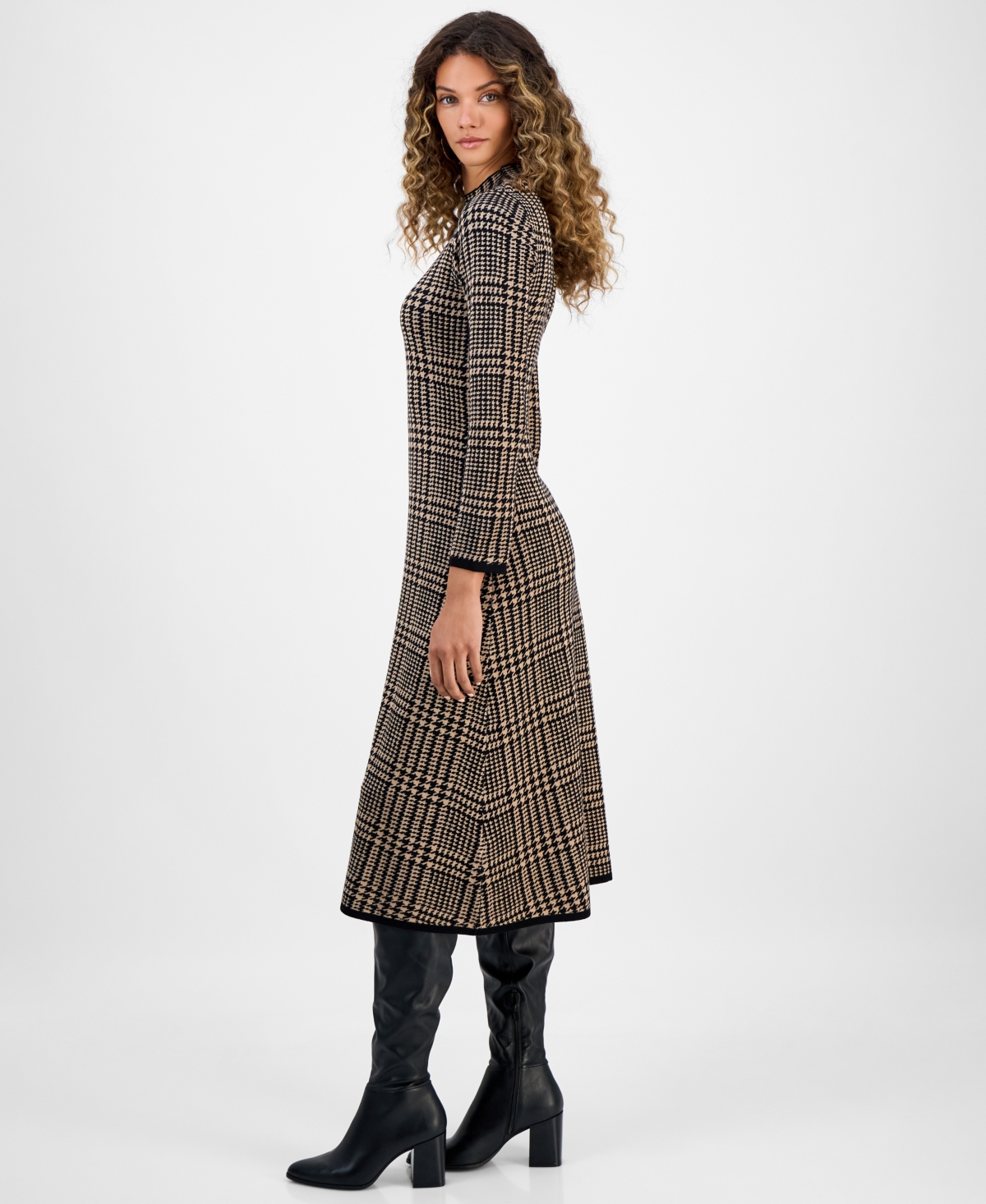 Robbie Bee Women's Printed Long-sleeve Sweater Dress In Multi