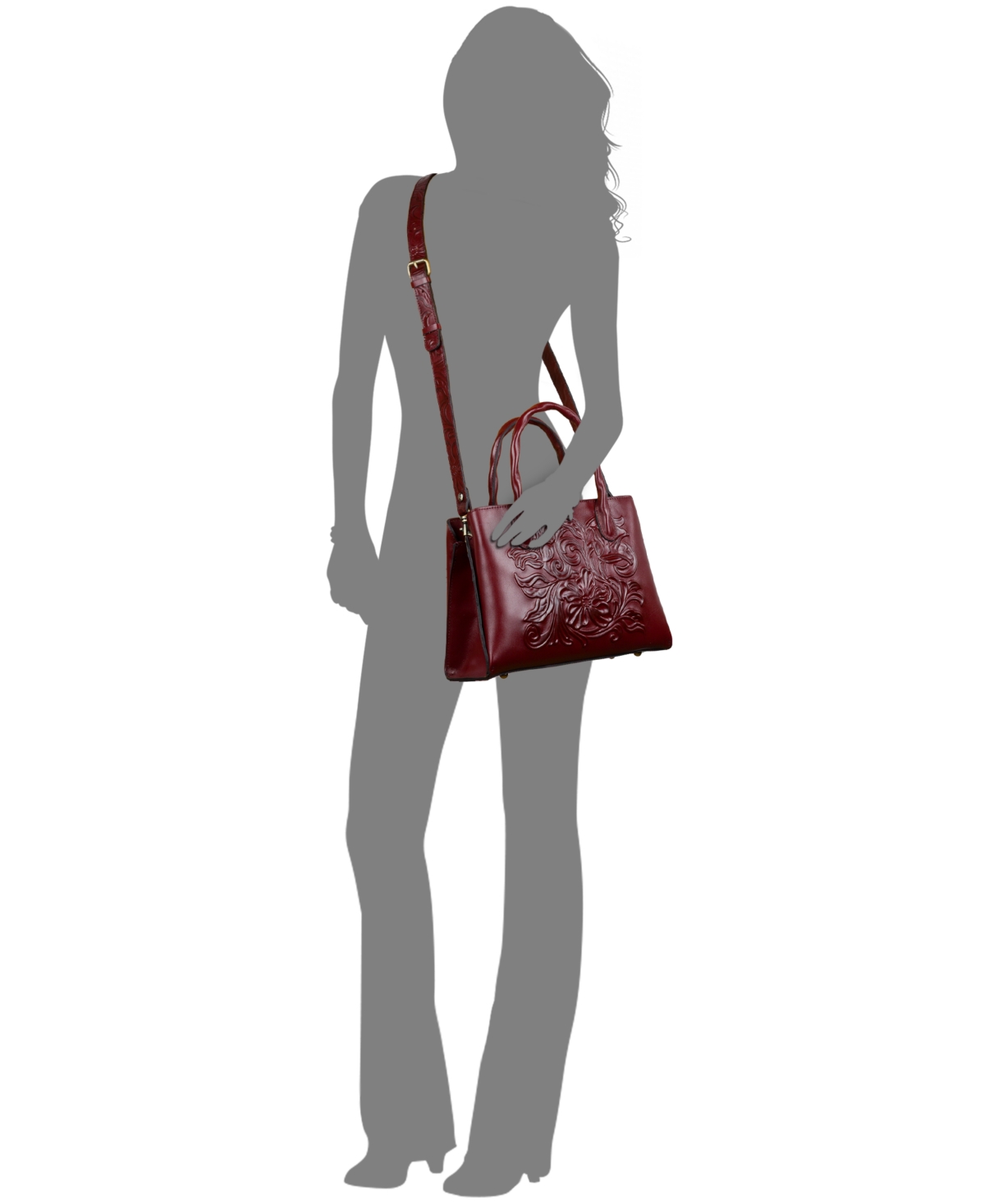 Patricia Nash Genovese Medium Leather Top Handle Bag In Burgundy