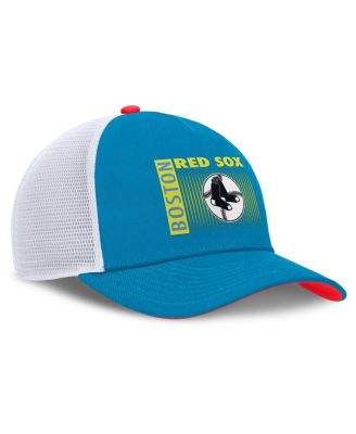 Men's Teal Boston Red Sox Neon 90s Rise Structured Performance Adjustable Trucker Hat