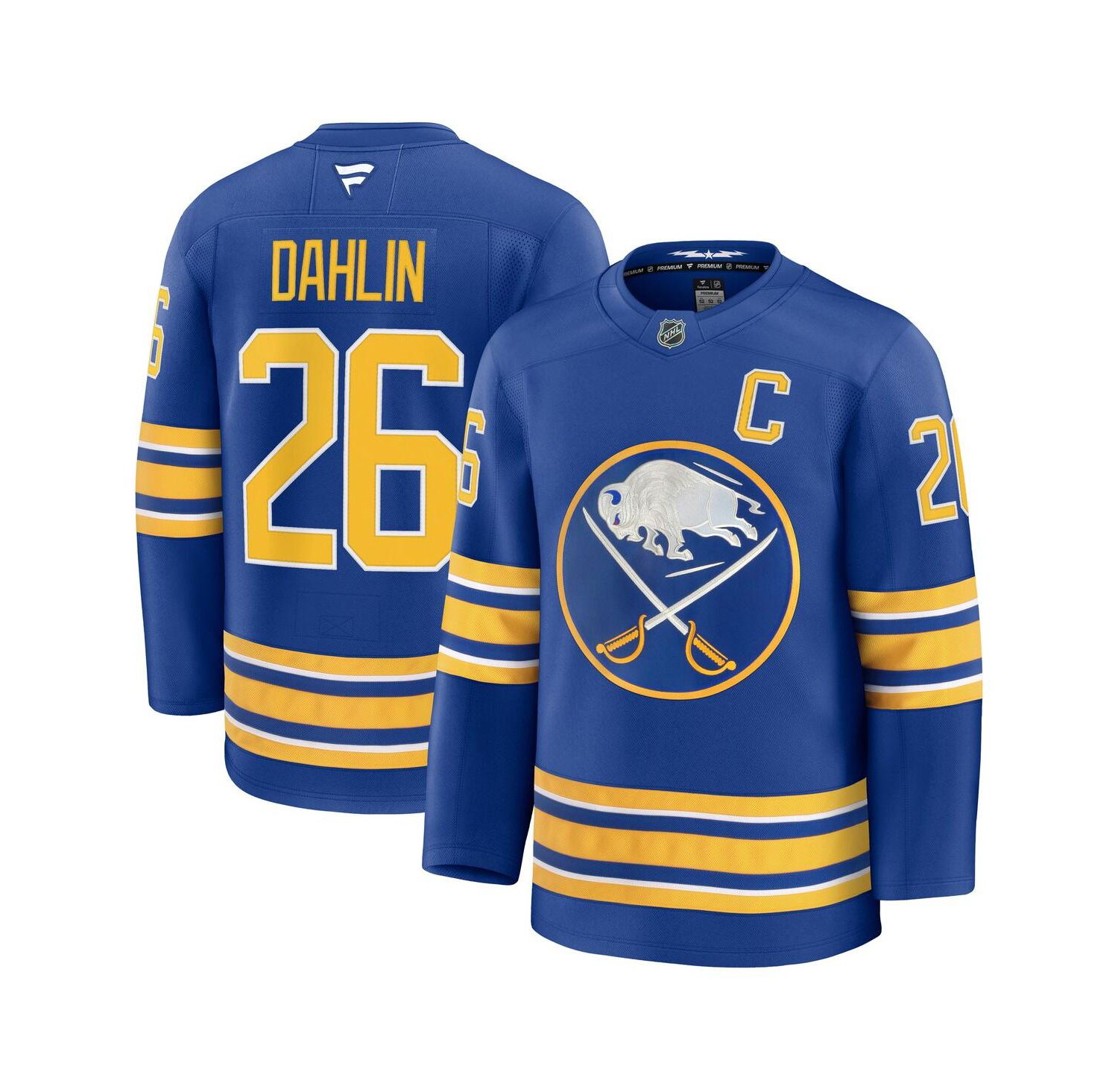 Men's Rasmus Dahlin Royal Buffalo Sabres Premium Captain's Patch with Jersey