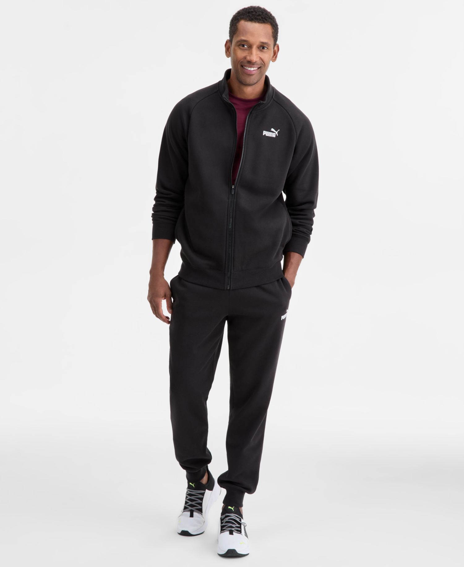 Men's Fleece Sweatpants, Logo T-Shirt & Fleece Zip-Front Track Jacket