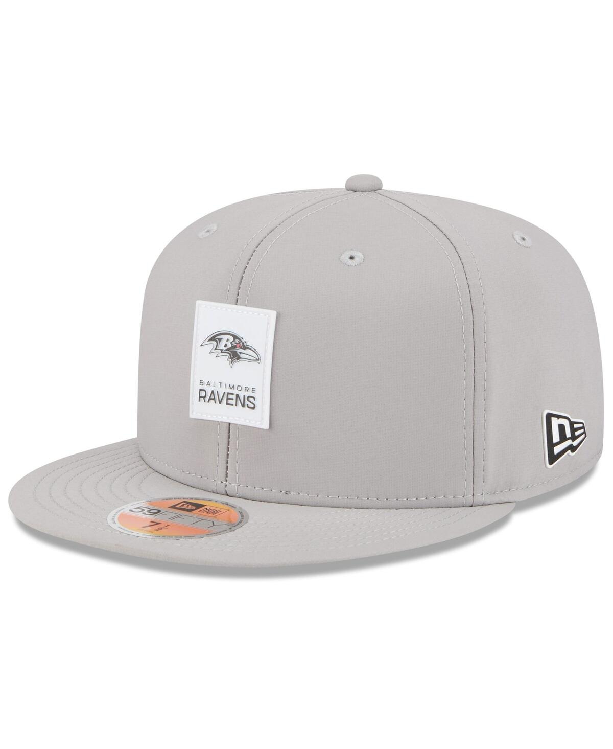 New Era Men's Gray Baltimore Ravens 2025 Sideline 59fifty Fitted Hat In Gray