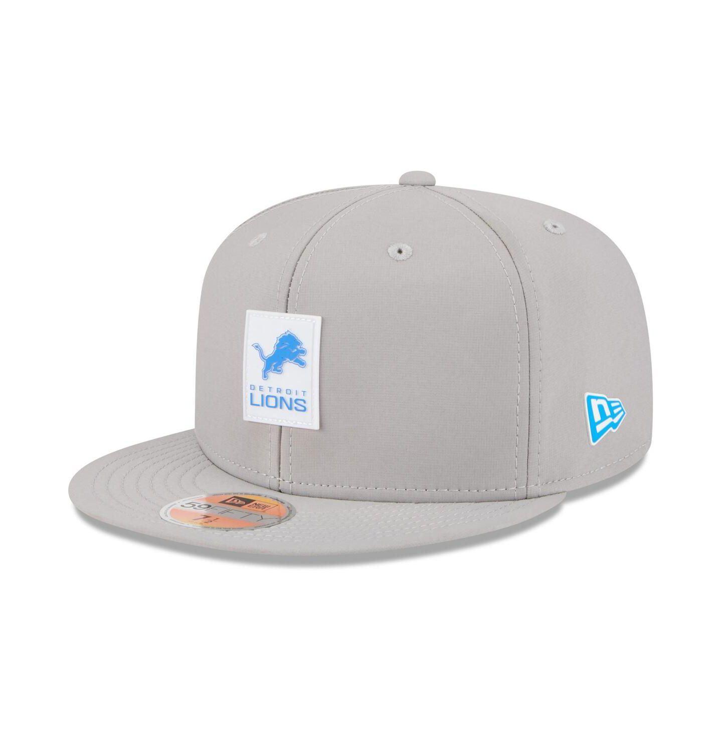 Мужская кепка New Era Gray Detroit Lions 2025 Sideline 59FIFTY Fitted Hat — фото 1