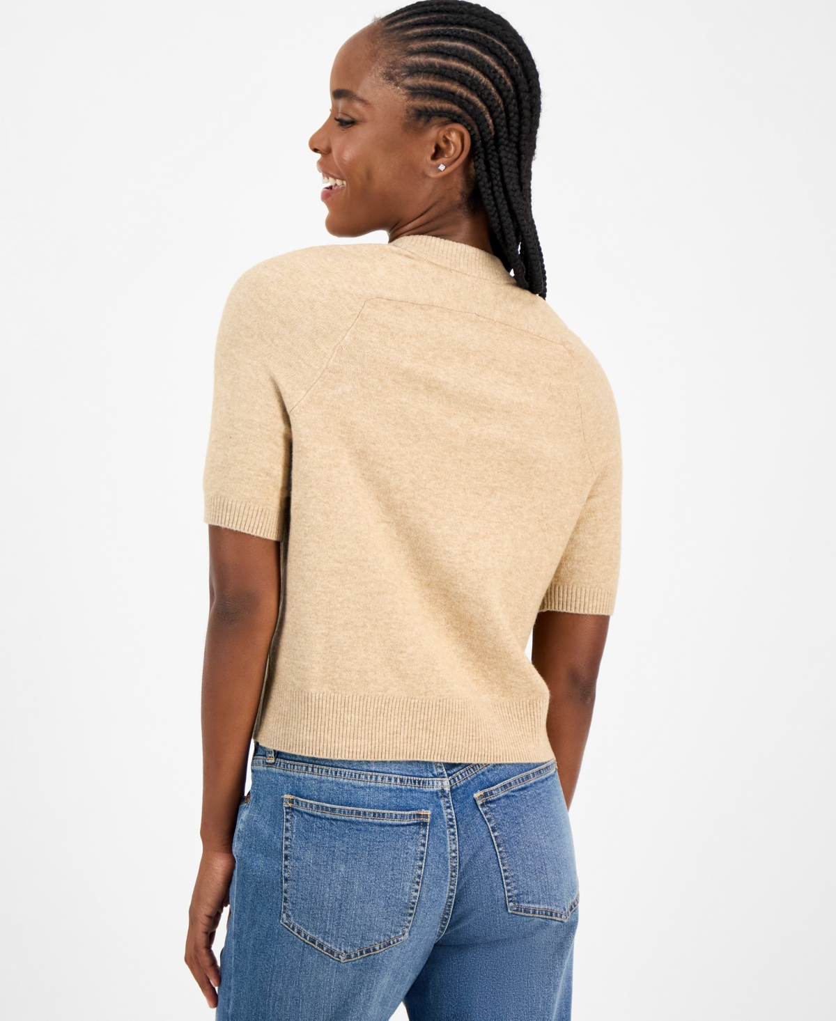 On 34th Women's Saddle Short Sleeve Sweater, Macy's Exclusive In Neutral