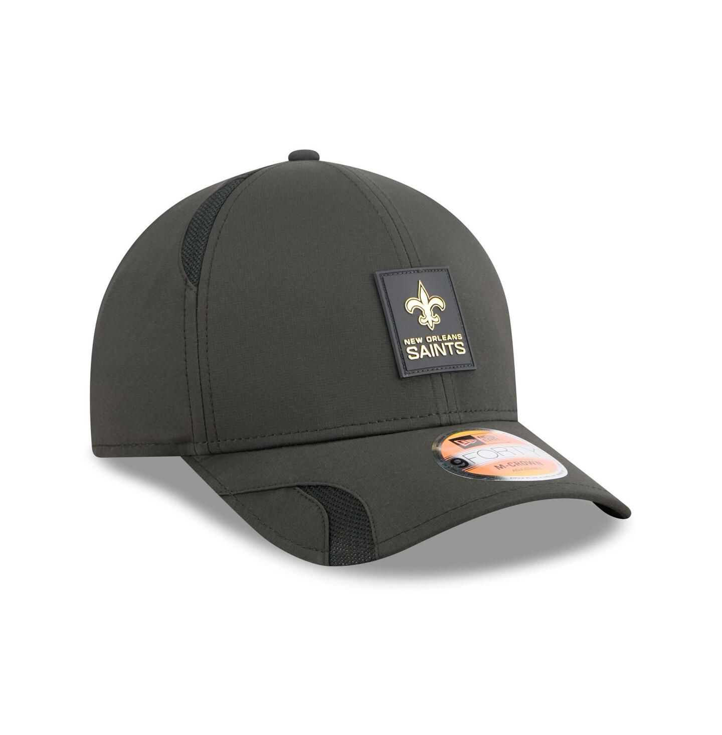Мужская кепка New Era Black New Orleans Saints 2025 Sideline M-Crown 9FORTY Adjustable Hat — фото 4