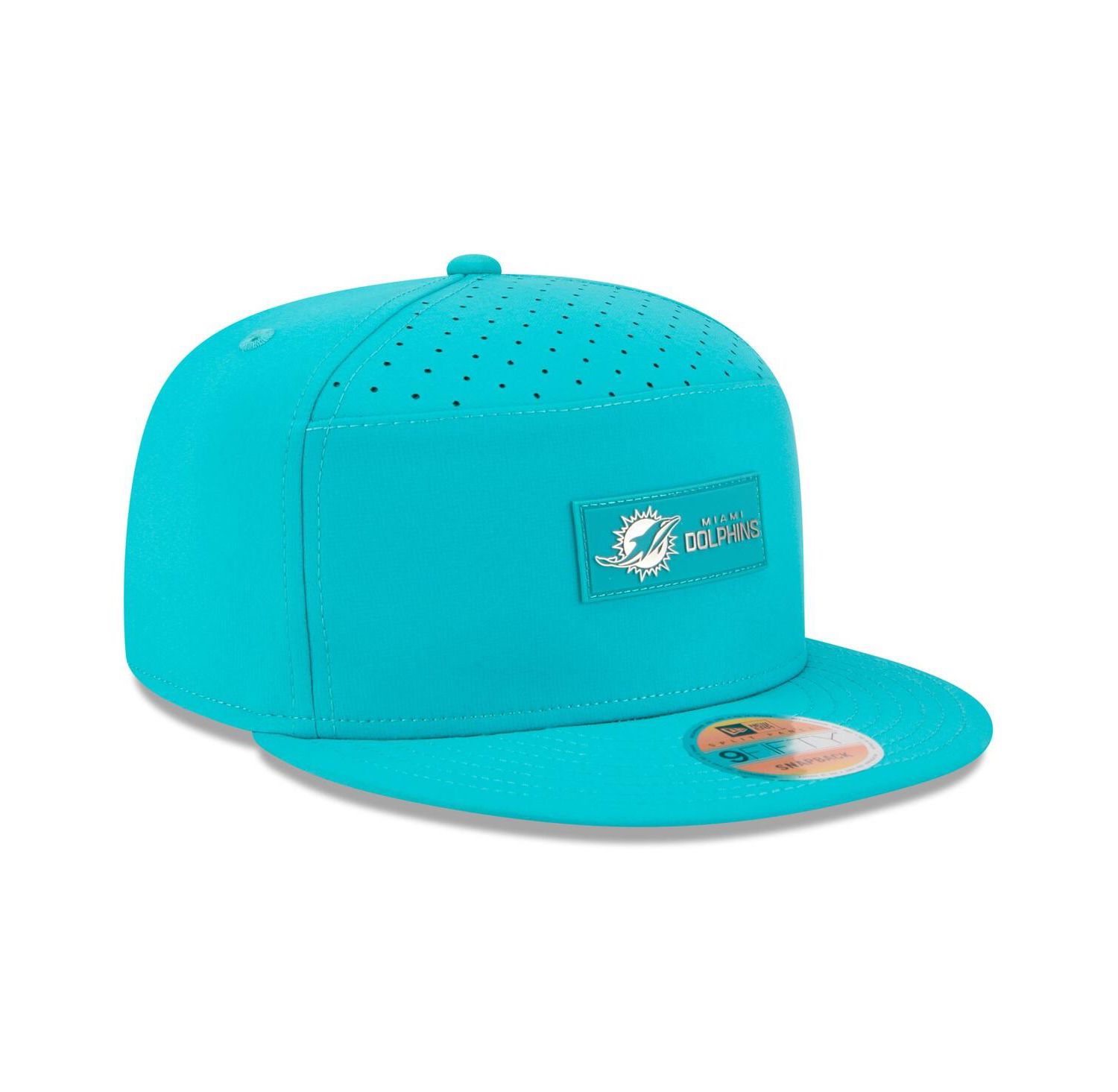 Men's Aqua Miami Dolphins 2025 Sideline Split Panel 9FIFTY Snapback Hat