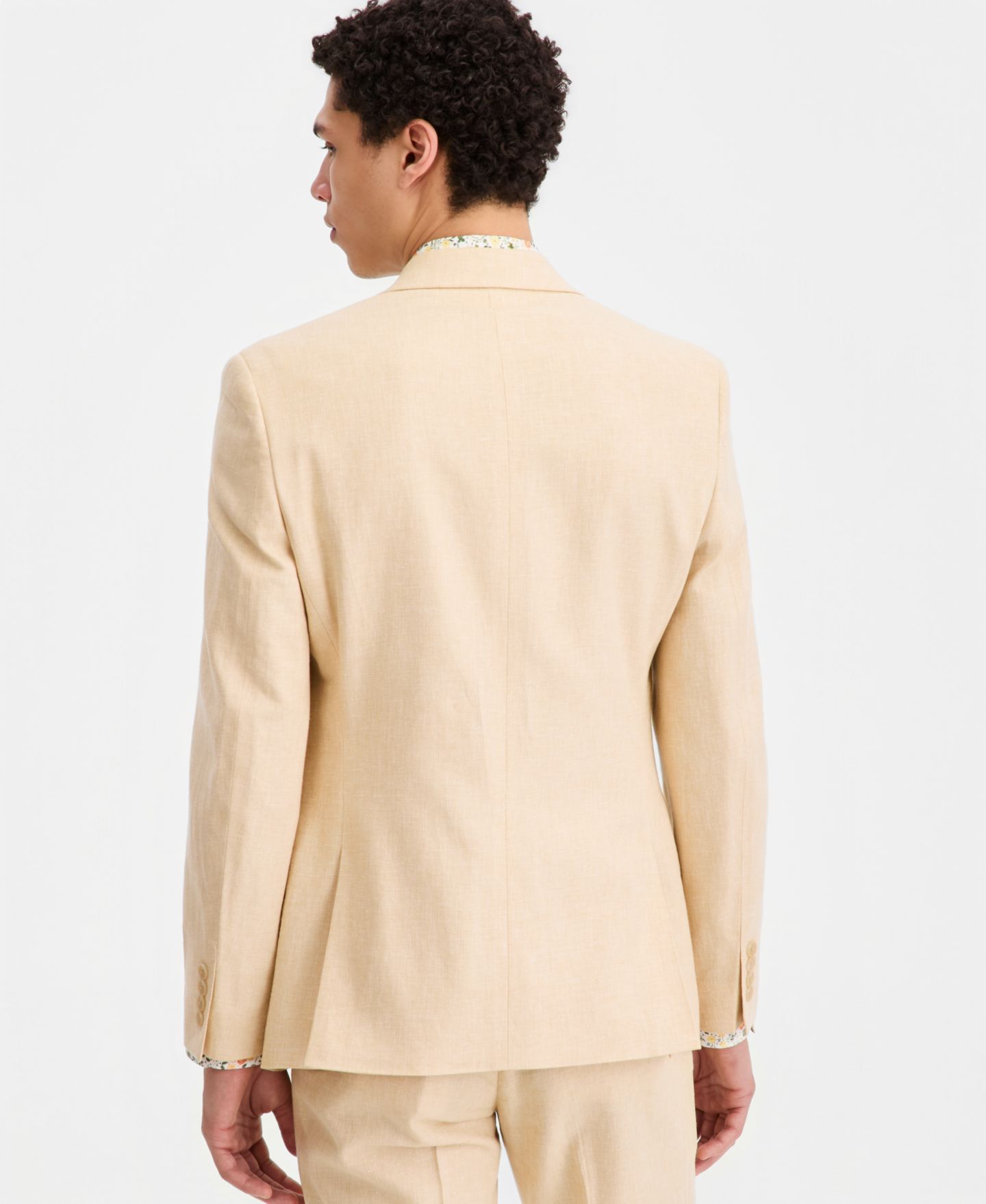 Мужские куртки Bar III Slim-Fit Linen-Blend Suit Separates, цвет: Сливочный жёлтый — фото 3