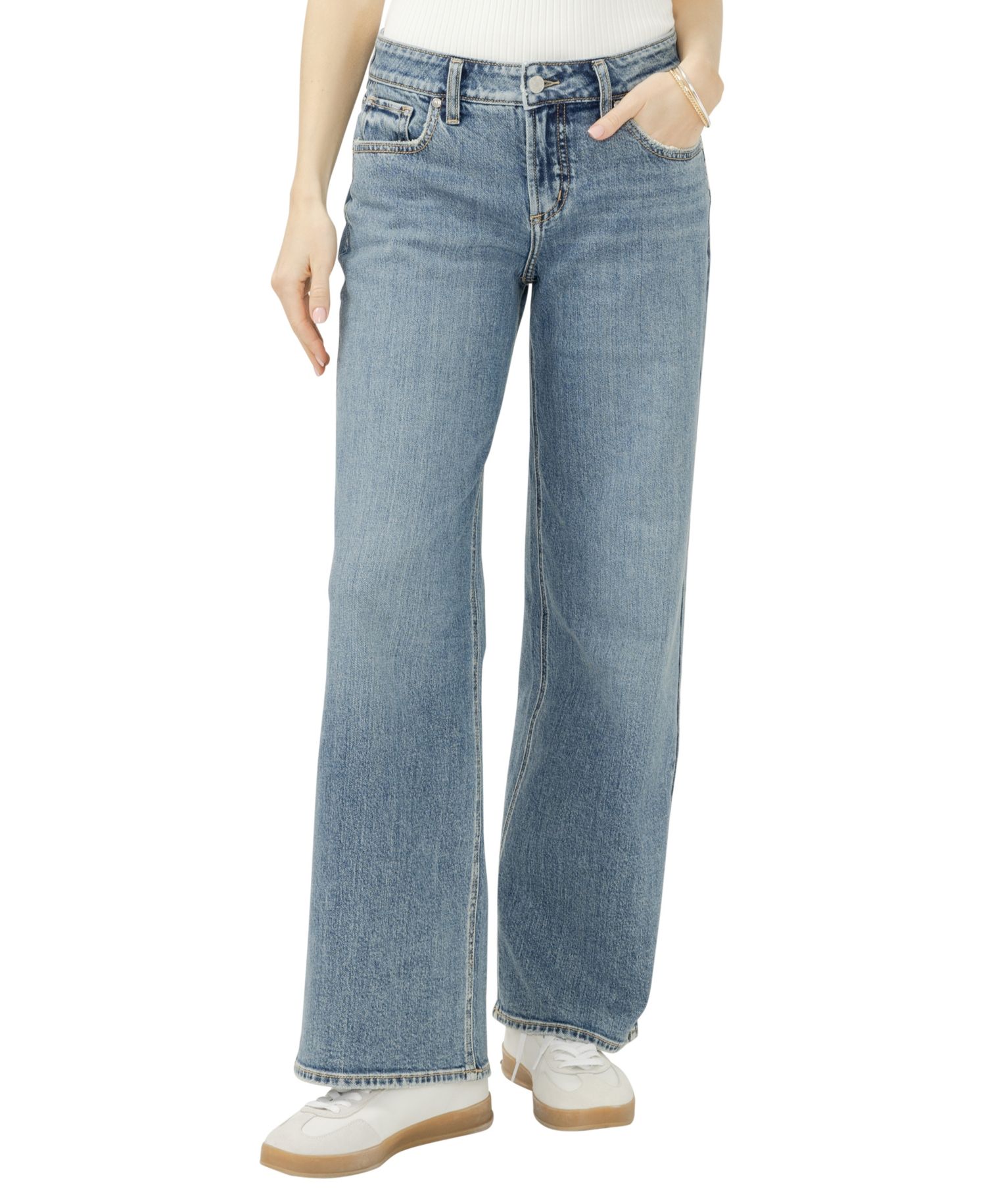 Women's Suki Mid Rise Curvy Fit Wide Leg Jeans
