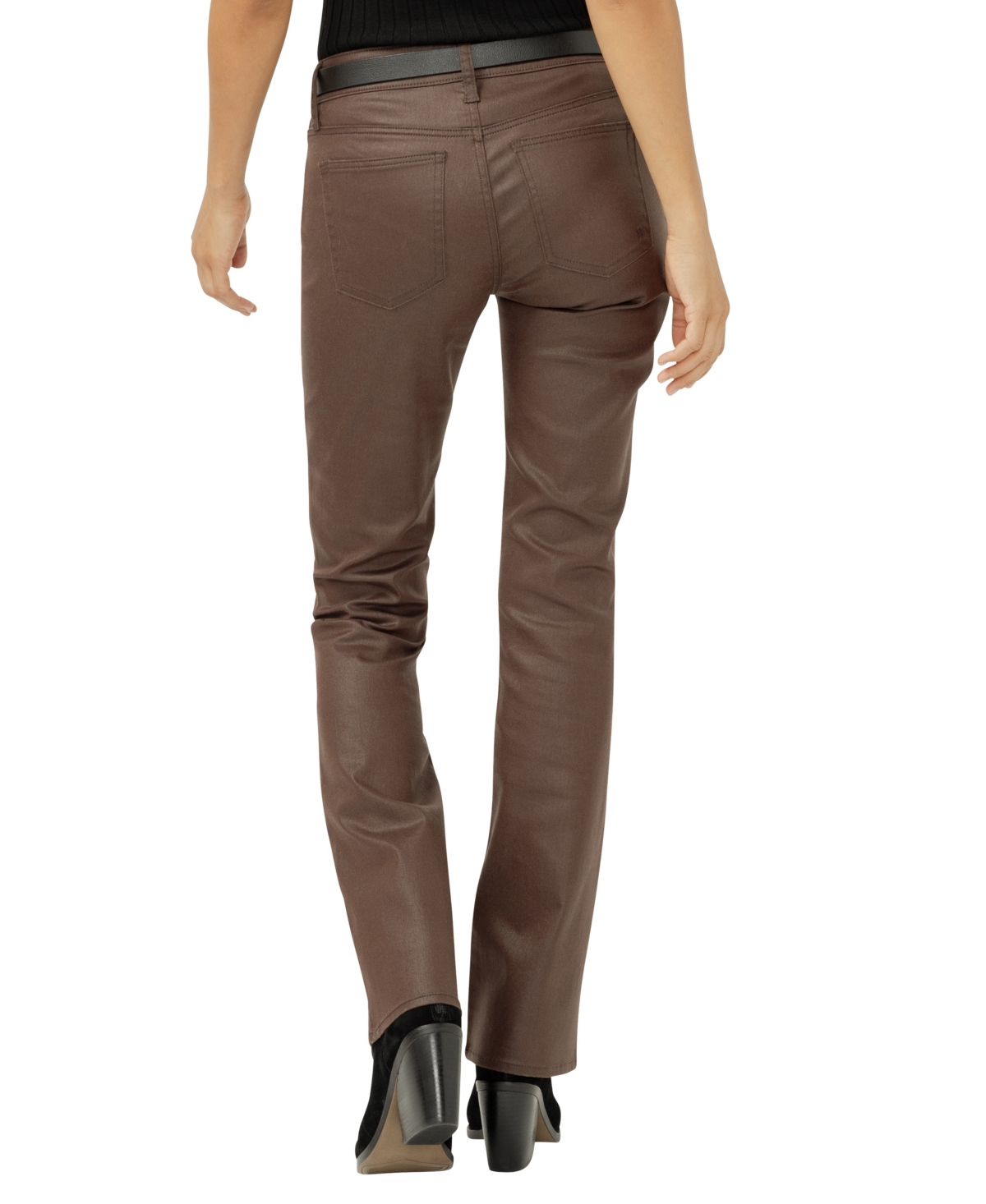 Silver Jeans Co. Suki Coated Curvy Mid Rise Slim Bootcut Jeans In Brown