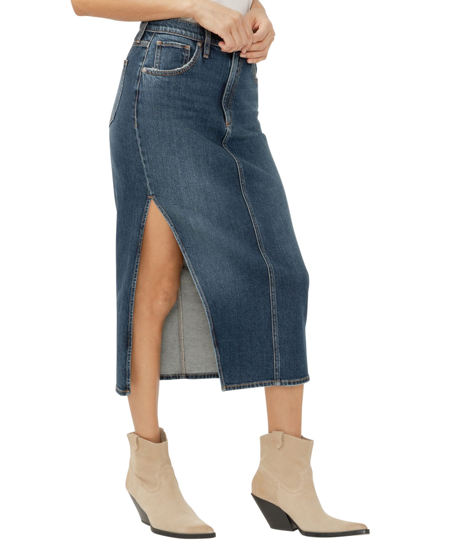 Женская юбка Silver Jeans Co. Side Slit Denim Midi, цвет: Dolly — фото 2
