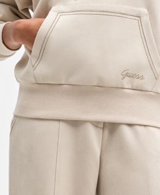 Women's Hooded Scuba Long-Sleeve Faux-Suede Sweatshirt