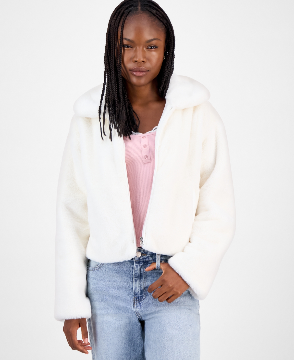 Madden Girl Juniors' Faux-Fur Cropped Jacket