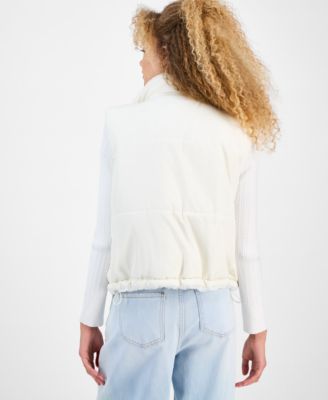 Juniors' Reversible Faux Fur Puffer Vest