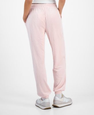Juniors' Cable Knit Heart Velour Jogger Pants