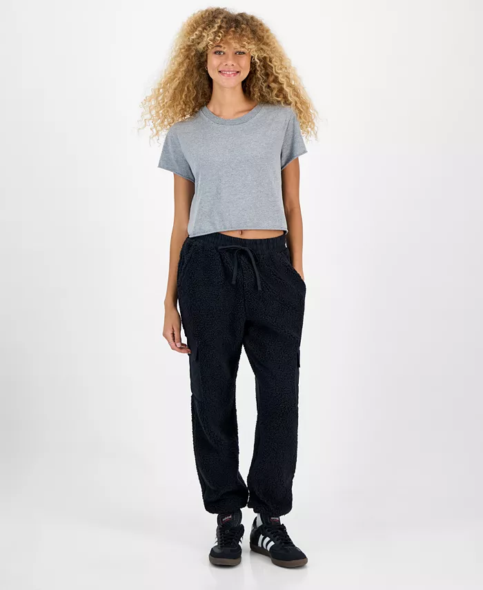 Juniors' Sherpa Cargo Jogger Pants