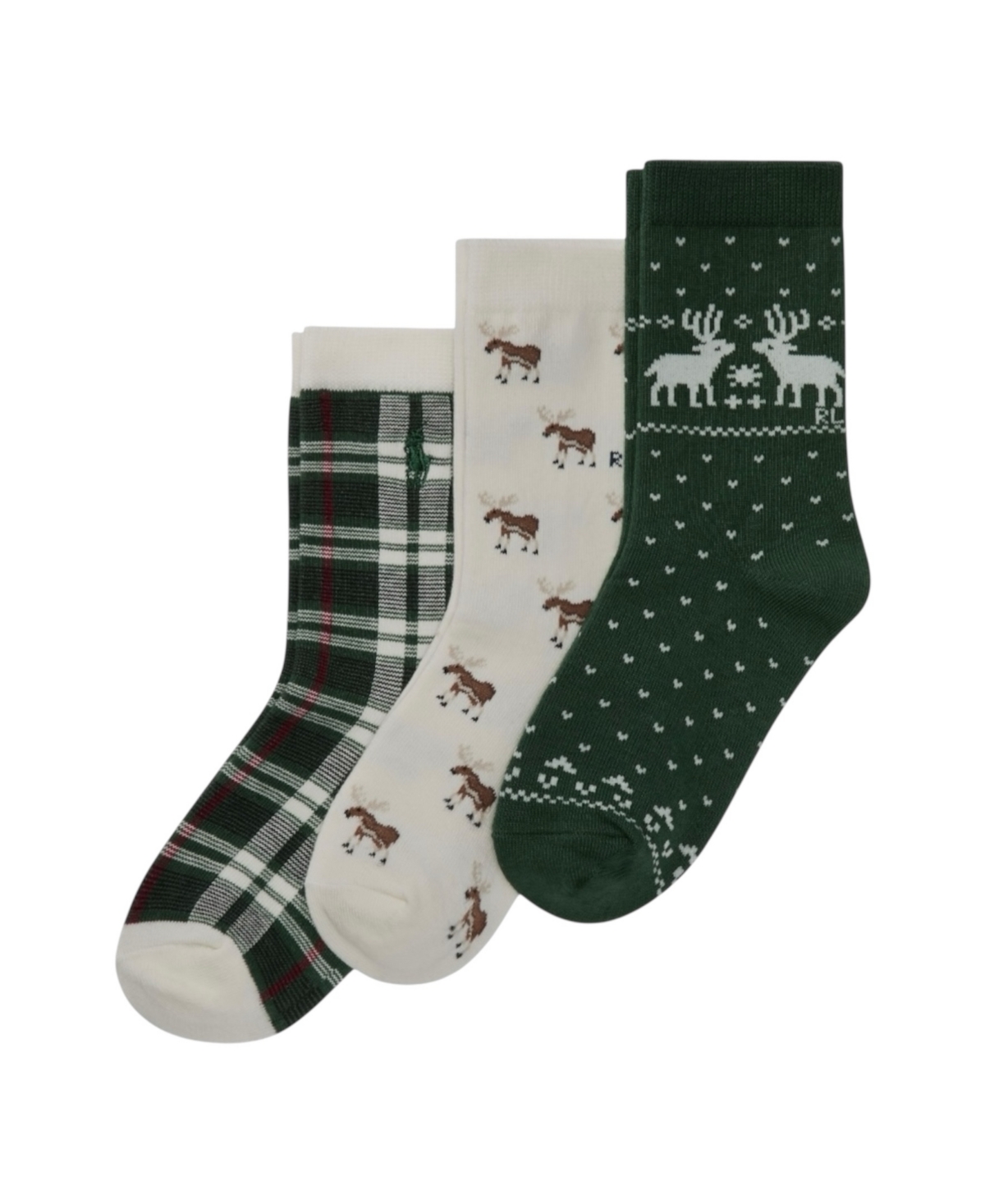 Polo Ralph Lauren Kids' Little And Big Boys 3-piece Embroidered Socks Set In Green
