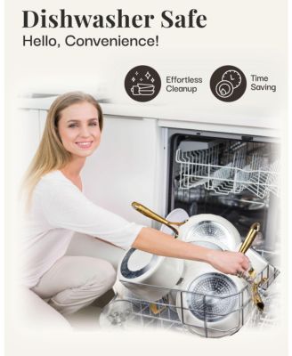 Natural Collection 5.5 Qt. Ceramic Nonstick Deep Saute Pan with Gold Handle